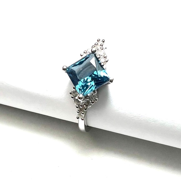 Handcrafted London Blue Topaz Ring Solid Sterling Silver , December birthstone - Picture 9 of 10